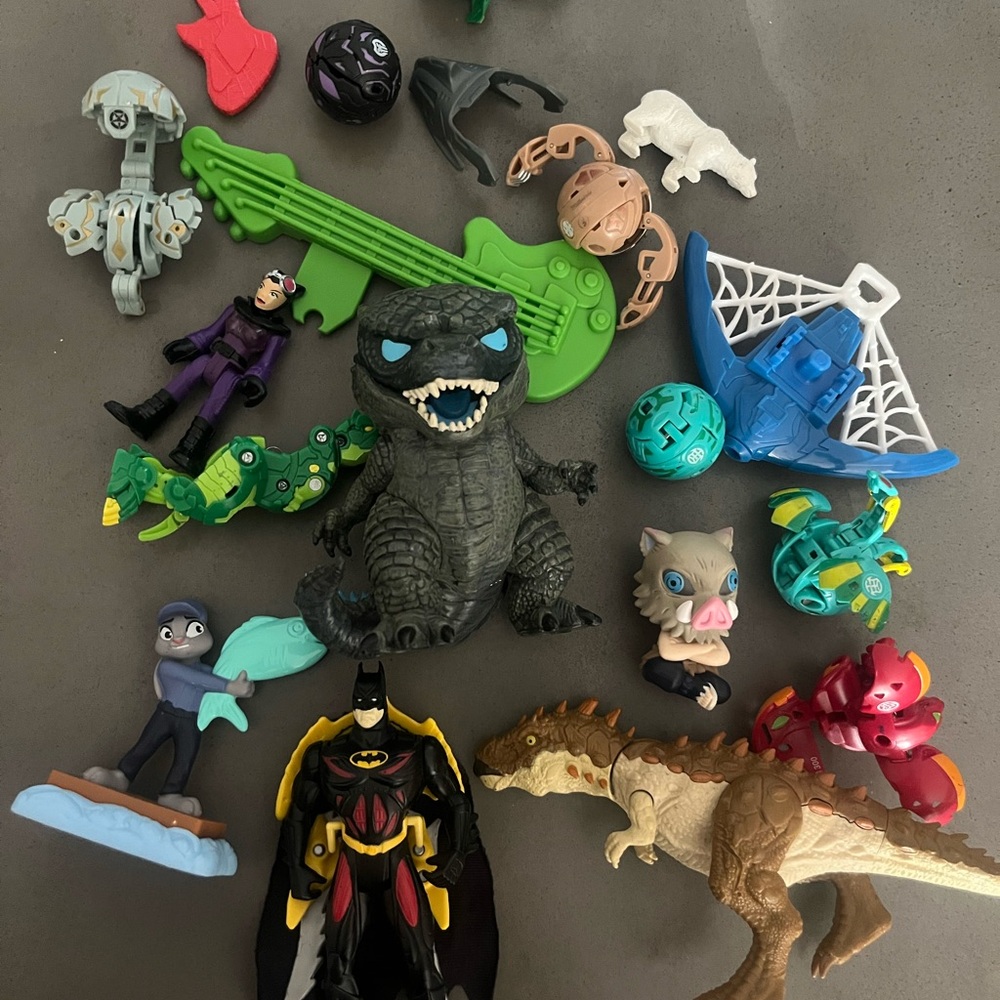 Black Dinosaur and Superhero Action Figure Set